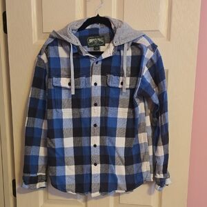 American Eagle Outfitters Men's Plaid Shirt with Hood
